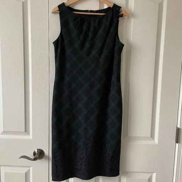 talbots green lace dress TALBOTS Green Size 8 Of The Bride Dress Green Lace Overlay Lined
